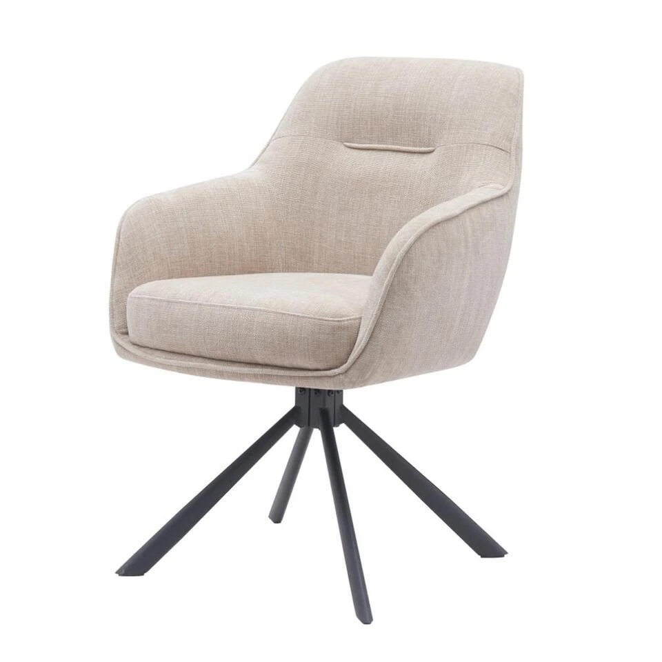 Eetkamerstoel Beige Stof - Incl. Rugleuning - Select Avola - Set Van 2 4 Eetkamerstoel Beige Stof - Incl. Rugleuning - Select Avola - Set Van 2 - Afbeelding 2