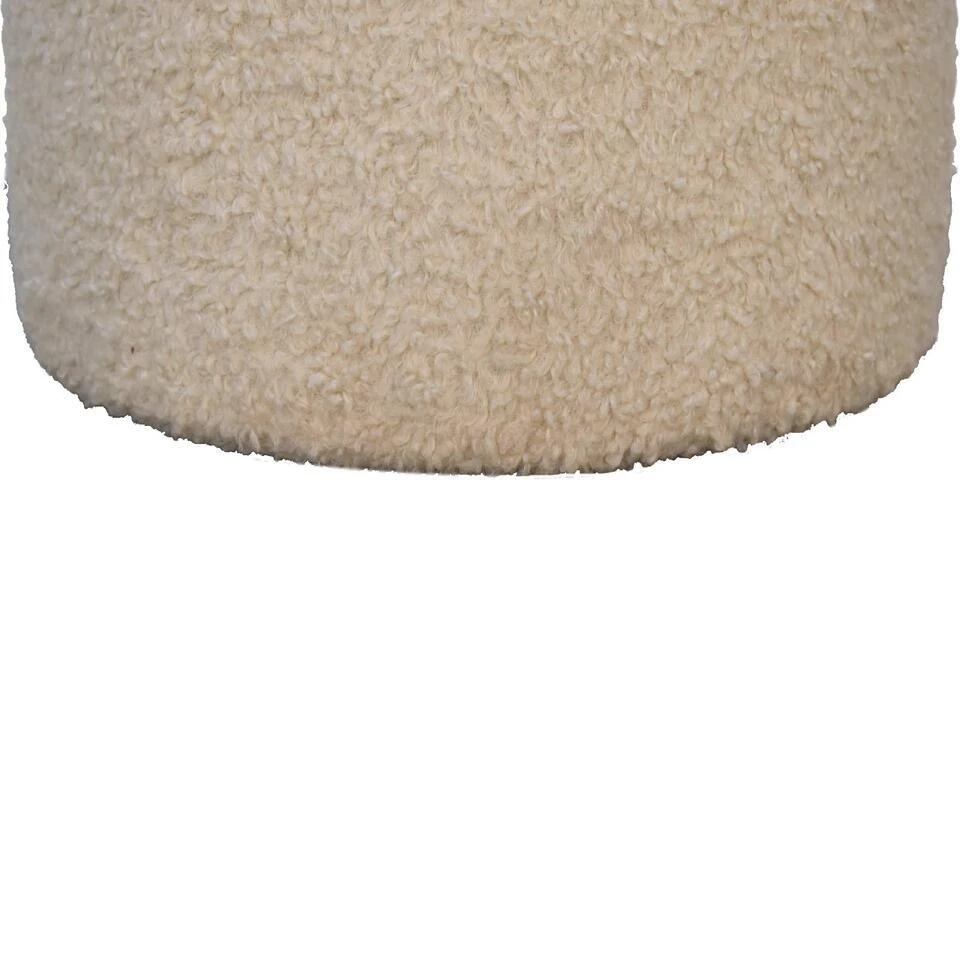 Bekleed Boucle Crème Ronde Poef 12 Bekleed Boucle Crème Ronde Poef - Afbeelding 10