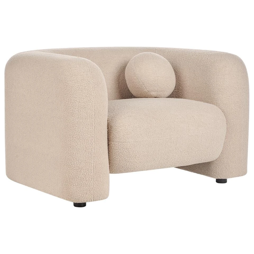 LEIREN - Fauteuil - Beige - Bouclé 7 LEIREN - Fauteuil - Beige - Bouclé - Afbeelding 5