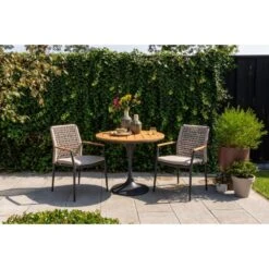 VDG Lumino Stapelbare Dining Tuinstoel - Light Rope / Teak Arm -LeenBakker Winkel 0462b1ff4e4449ebbb7dbdd2892ea028