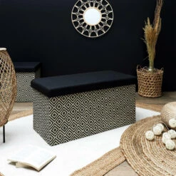 Home Deco Poefje - Opbergbox - Donkerbruin/zwart - 76 X 38 Cm -LeenBakker Winkel 05063f217d3c4d49b03ca465e6105095