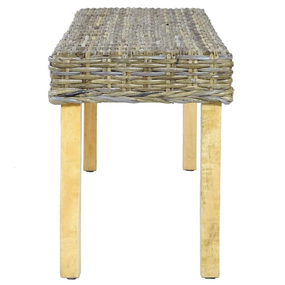 VidaXL Bankje 110 Cm Natuurlijk Kubu Rattan En Massief Mangohout 5 VidaXL Bankje 110 Cm Natuurlijk Kubu Rattan En Massief Mangohout - Afbeelding 3