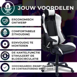 Ocazi New York Gaming Stoel - Bureaustoel - Zwart/Wit 11 Ocazi New York Gaming Stoel - Bureaustoel - Zwart/Wit -LeenBakker Winkel 07086b7aefe241fda393ffdd82f04c9e