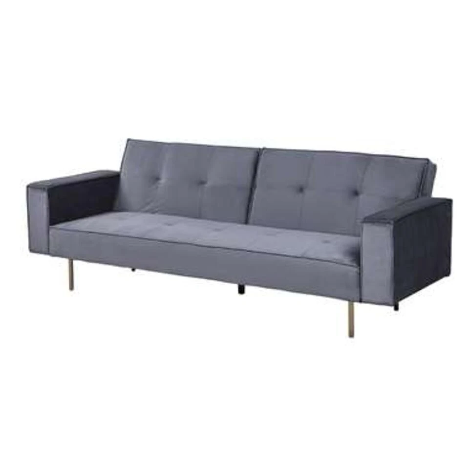 Beliani Driezitsbank - VISNES Grijs Fluweel 6 Beliani Driezitsbank - VISNES Grijs Fluweel - Afbeelding 4