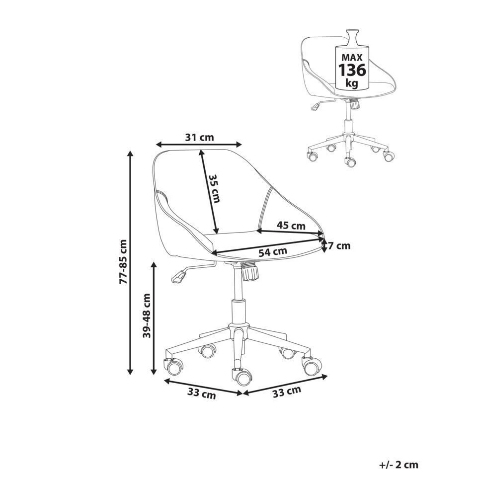 BARDSDALE - Bureaustoel - Donkergrijs - Fluweel 6 BARDSDALE - Bureaustoel - Donkergrijs - Fluweel - Afbeelding 4