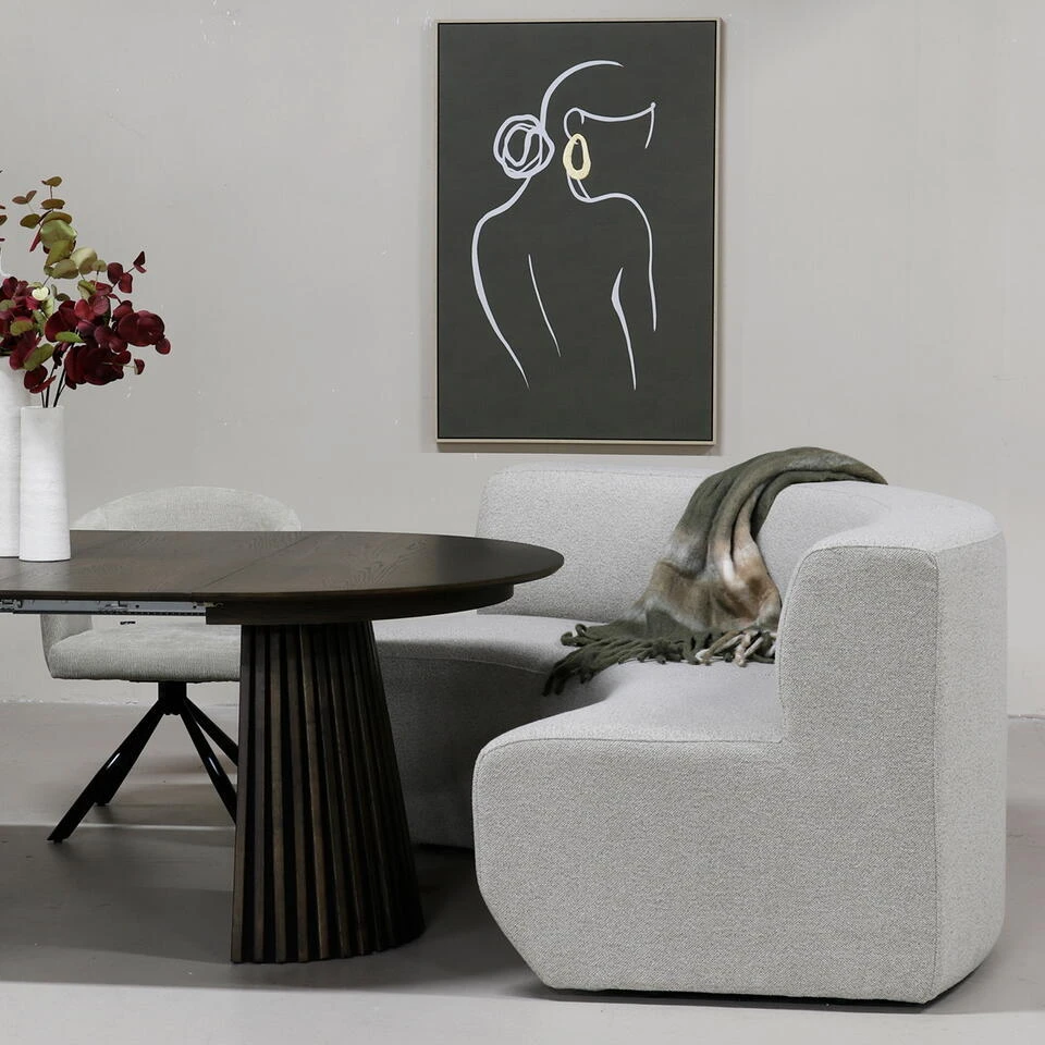 EetkamerbankGreige Stof - Halfrond - 210x85x85cm - Ivar 4 EetkamerbankGreige Stof - Halfrond - 210x85x85cm - Ivar - Afbeelding 2