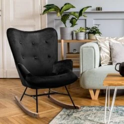 CLP Schommelstoel Sanka Fluweel - Zwart -LeenBakker Winkel 0a3d62f32439452e8e91e397e88f2378