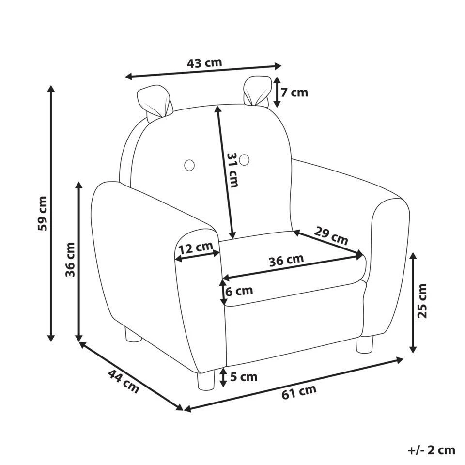MARIBO - Kinderfauteuil - Beige - Linnen 6 MARIBO - Kinderfauteuil - Beige - Linnen - Afbeelding 4