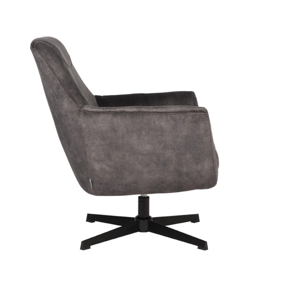 LABEL51 Fauteuil Toby Antraciet Velours 5 LABEL51 Fauteuil Toby Antraciet Velours - Afbeelding 3