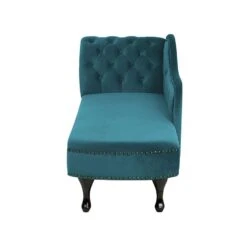 NIMES - Chaise Longue - Groen Blauw - Linkerzijde - Fluweel -LeenBakker Winkel 0c19516653e842a1887c111e6e770b9a