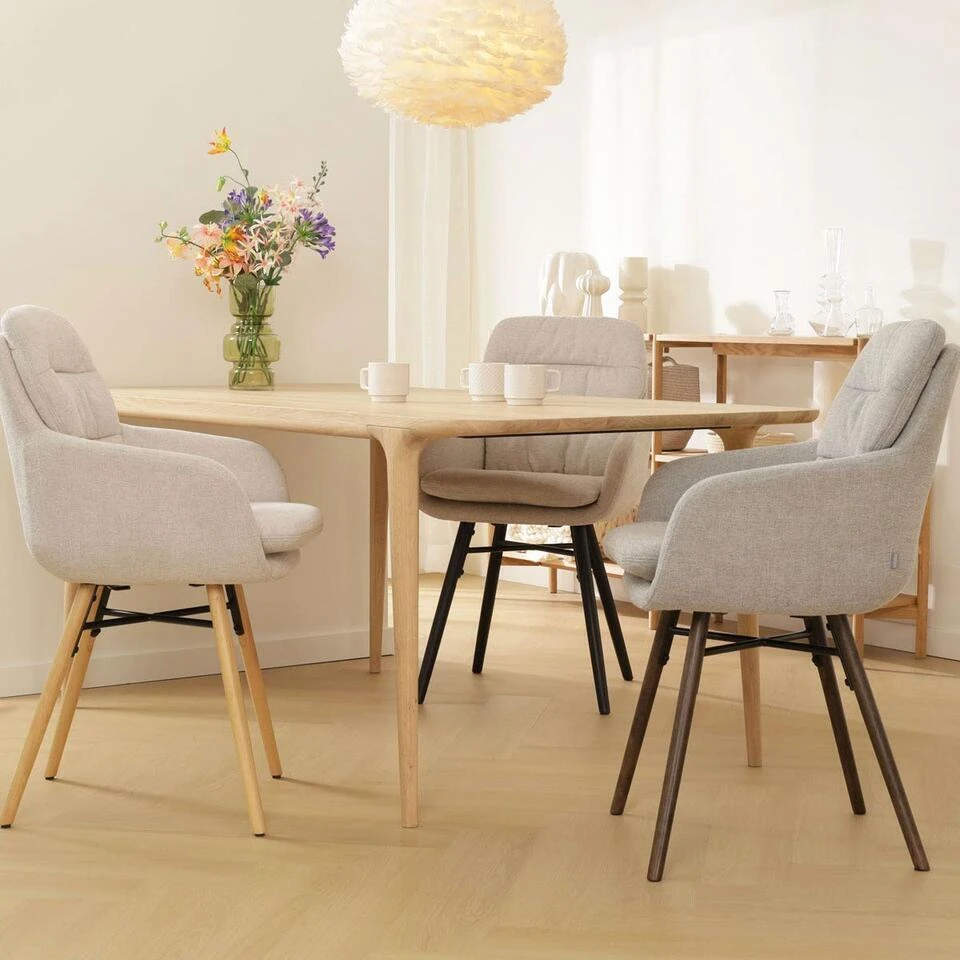 Nolon Nena-Mia Eetkamerstoel Grijs - Armleuning - Zwarte Houten Poten 8 Nolon Nena-Mia Eetkamerstoel Grijs - Armleuning - Zwarte Houten Poten - Afbeelding 6