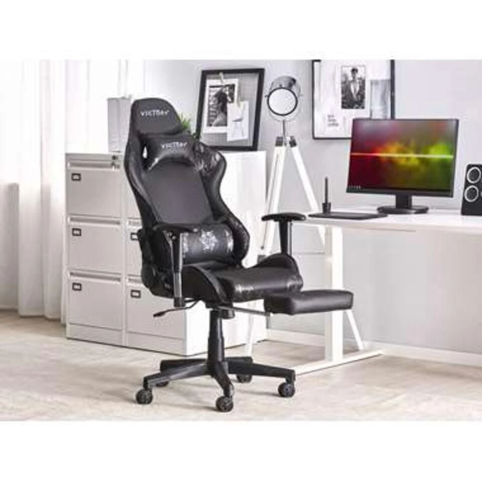 Beliani Gamestoel VICTORY - Zwart Kunstleer 4 Beliani Gamestoel VICTORY - Zwart Kunstleer - Afbeelding 2