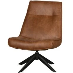 WOOOD Draaifauteuil Skyler - Kunstleer - Cognac - 94x67x85
