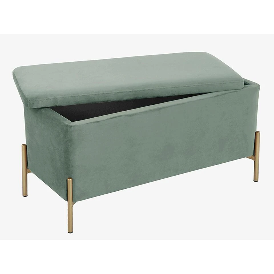 Leitmotiv Bank Snog XL - Velvet Jade Groen, Goud Geverfde Poten - 90x45x45cm 4 Leitmotiv Bank Snog XL - Velvet Jade Groen, Goud Geverfde Poten - 90x45x45cm - Afbeelding 2