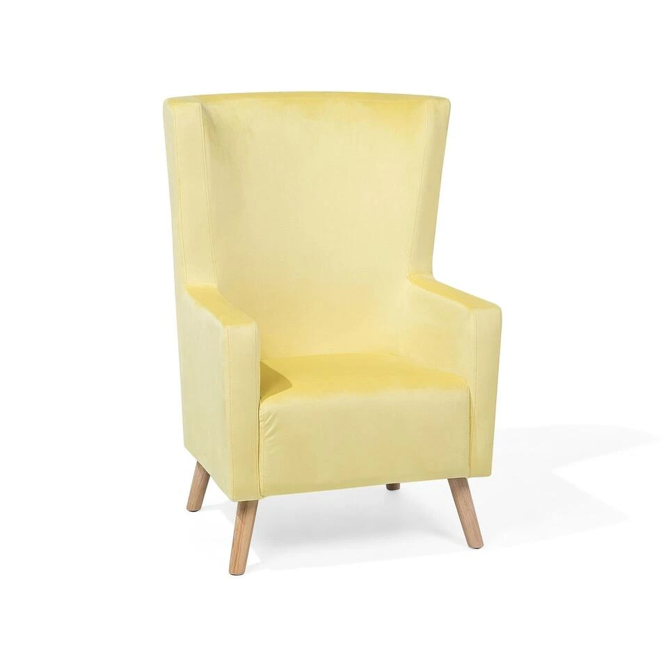Beliani Oorfauteuil ONEIDA - Geel Fluweel 3 Beliani Oorfauteuil ONEIDA - Geel Fluweel
