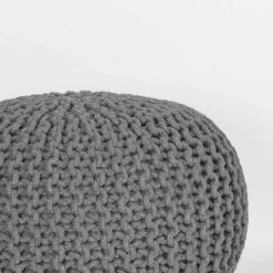 LABEL51 Poef Knitted - Donkergrijs - Katoen - M -LeenBakker Winkel 1000028457 0101