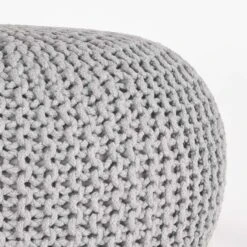 LABEL51 Poef Knitted - Lichtgrijs - Katoen - L 5 LABEL51 Poef Knitted - Lichtgrijs - Katoen - L -LeenBakker Winkel 1000028480 0101