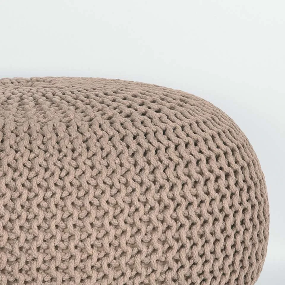 LABEL51 Poef Knitted - Beige - Katoen - L 4 LABEL51 Poef Knitted - Beige - Katoen - L - Afbeelding 2