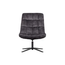 WOOOD Job Draaifauteuil - Velvet - Antraciet - 101x70x85 -LeenBakker Winkel 1000031100 0103