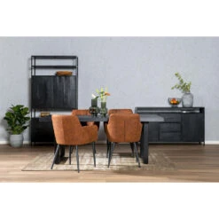 Livingfurn - Eetkamerstoel Bronco Cognac - Stof - 64x62x85 -LeenBakker Winkel 1000031590 0101