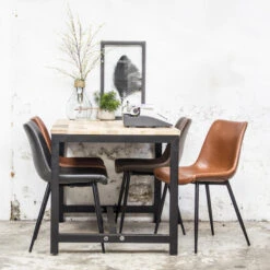 Eetkamerstoel Cognac - PU Leer & Metaal - Zithoogte 46cm - Stoel Label - Giga -LeenBakker Winkel 1000040364 0101