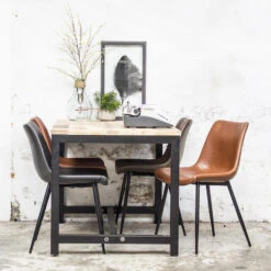 Eetkamerstoel Cognac - PU Leer & Metaal - Zithoogte 46cm - Stoel Label - Giga -LeenBakker Winkel 1000040364 0102