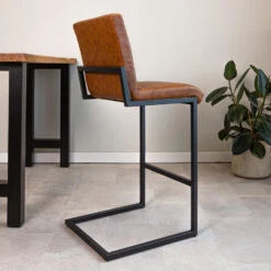 Industriële Barkruk Kuba Cognac - Zithoogte 78 Cm - Kunstleder - Bruin -LeenBakker Winkel 1000042372 0103