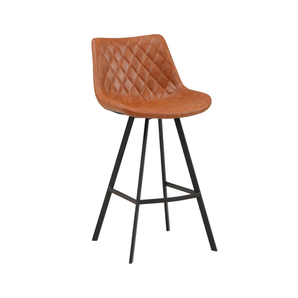 Industriële Barkruk Juno Cognac - Zithoogte 70 Cm - Kunstleder - Bruin 3 Industriële Barkruk Juno Cognac - Zithoogte 70 Cm - Kunstleder - Bruin