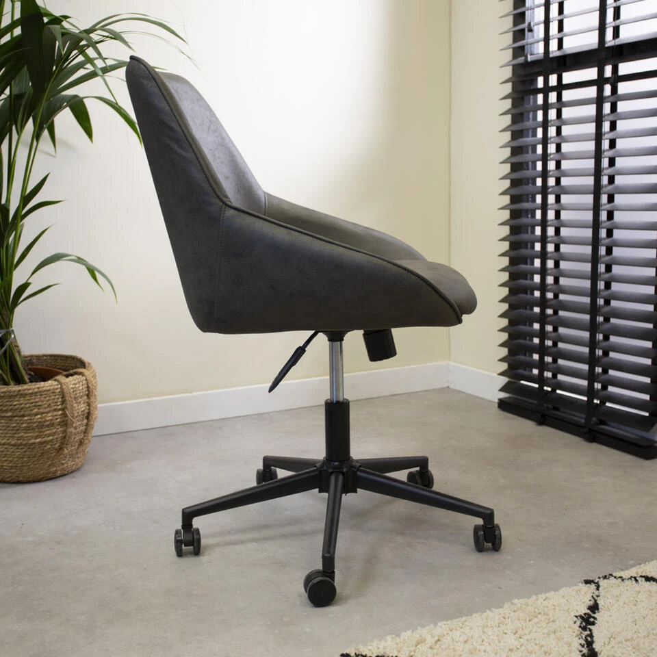 Industriële Draaibare Bureaustoel Lennox Antraciet 64,50x60x84 Cm Stof 5 Industriële Draaibare Bureaustoel Lennox Antraciet 64,50x60x84 Cm Stof - Afbeelding 3