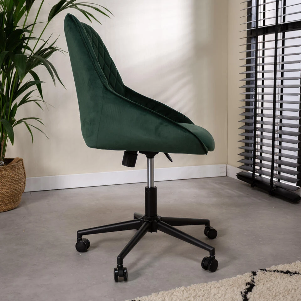 Bureaustoel Emily Velvet Groen - 64,50x60x84 Cm - Stof - Groen 4 Bureaustoel Emily Velvet Groen - 64,50x60x84 Cm - Stof - Groen - Afbeelding 2