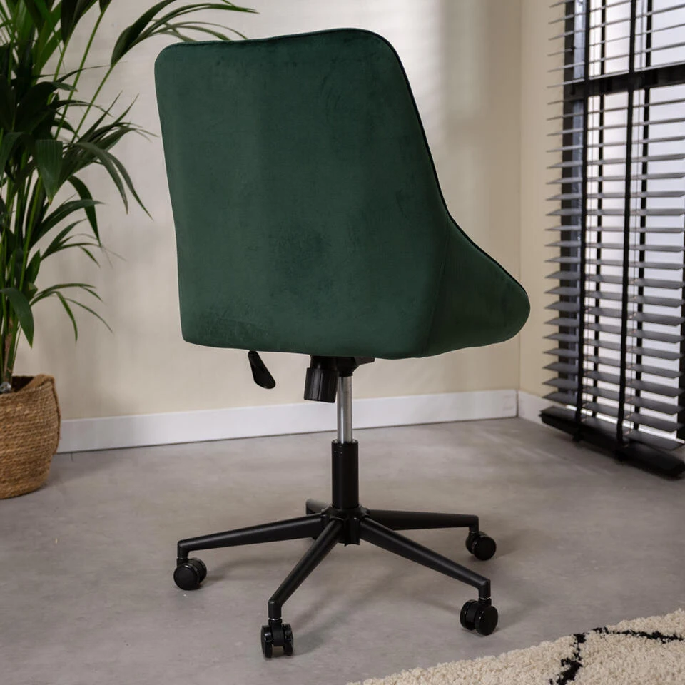 Bureaustoel Emily Velvet Groen - 64,50x60x84 Cm - Stof - Groen 5 Bureaustoel Emily Velvet Groen - 64,50x60x84 Cm - Stof - Groen - Afbeelding 3