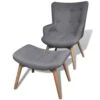 VidaXL Fauteuil Met Voetenbankje Grijs Stof -LeenBakker Winkel 1000043975