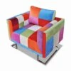VidaXL Fauteuil Met Patchwork Ontwerp En Verchroomde Poten Kubus Stof -LeenBakker Winkel 1000043982