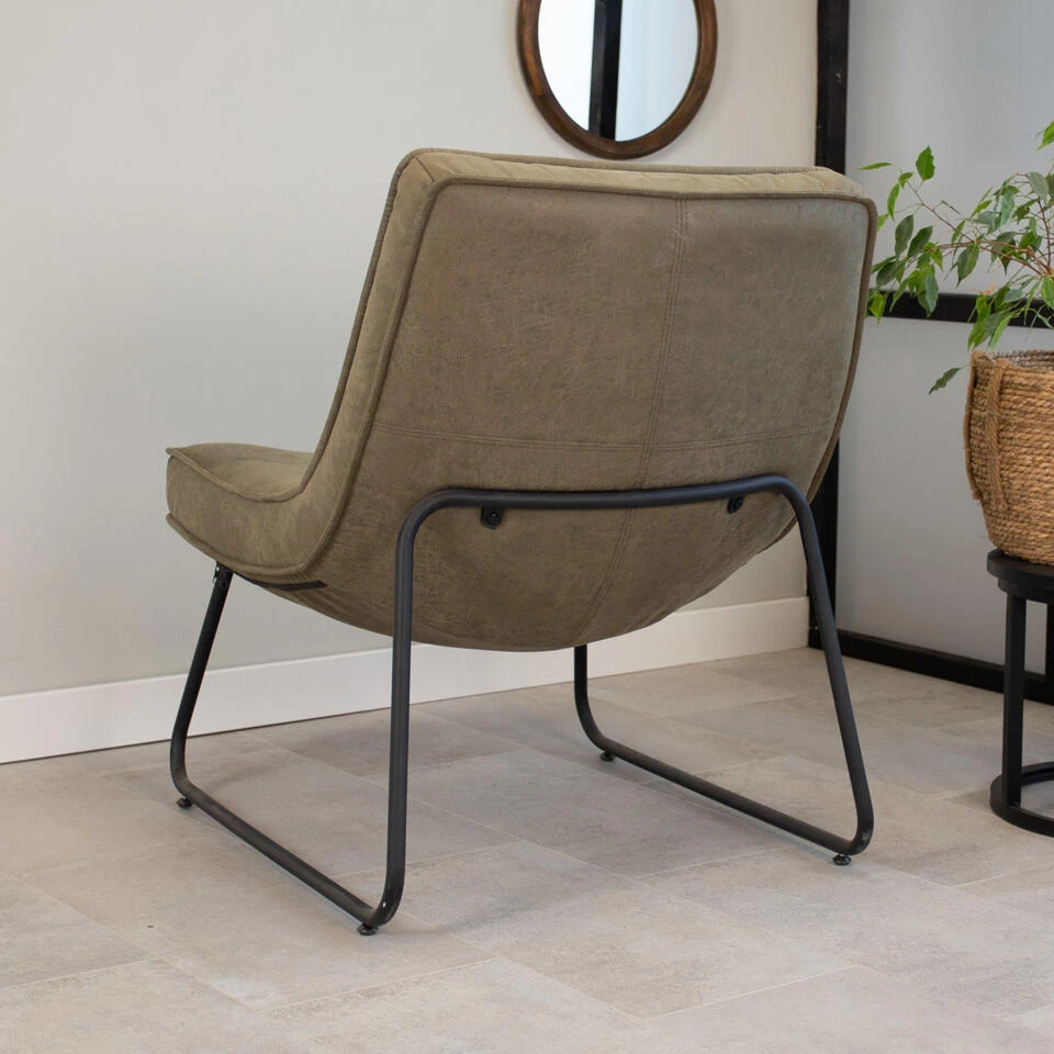 Industriële Fauteuil Groen Lowen Eco Leer - Leder - Groen 4 Industriële Fauteuil Groen Lowen Eco Leer - Leder - Groen - Afbeelding 2