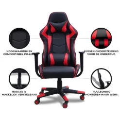 Gamestoel Las Vegas - Zwart / Rood - Gaming Stoel - Bureaustoel 9 Gamestoel Las Vegas - Zwart / Rood - Gaming Stoel - Bureaustoel -LeenBakker Winkel 1000050254 0103