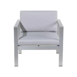 Beliani Tuinstoel SALERNO - Grijs Aluminium -LeenBakker Winkel 1000050344 0103