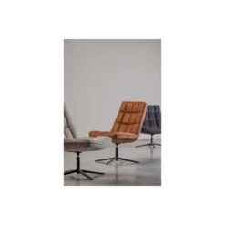 WOOOD Dirkje Draaifauteuil - Leerlook - Cognac - 101x70x85 -LeenBakker Winkel 1000052487 0102
