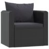 VidaXL Fauteuil Met Kussens Poly Rattan Zwart -LeenBakker Winkel 1000054602