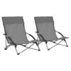 VidaXL Strandstoelen 2 St Inklapbaar Stof Grijs -LeenBakker Winkel 1000056434