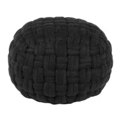 Beliani Poef HOPA - Zwart Fluweel
