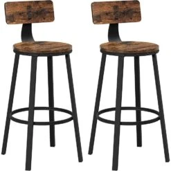 Parya Home - Houten Barstoelen - Metalen Frame - Industrieel - Set Van 2
