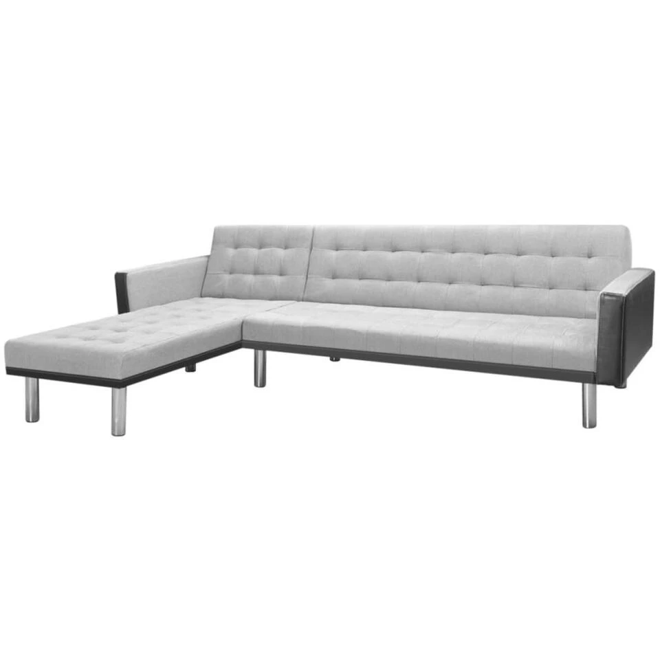 VidaXL Hoekslaapbank 218x155x69 Cm Stof Zwart En Grijs 2 VidaXL Hoekslaapbank 218x155x69 Cm Stof Zwart En Grijs