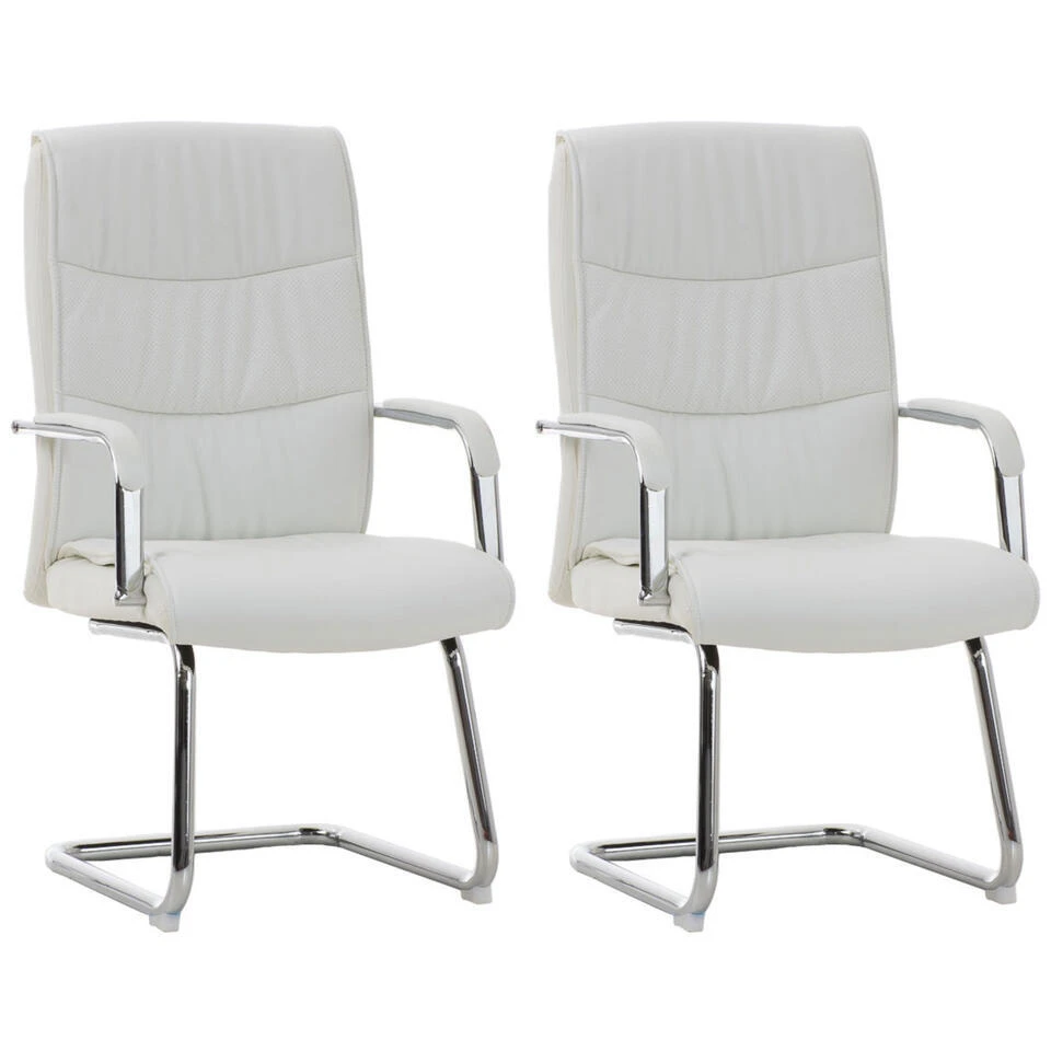 CLP Set Van 2 Caro Eetkamerstoelen Kunstleder Wit 3 CLP Set Van 2 Caro Eetkamerstoelen Kunstleder Wit