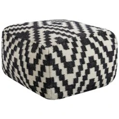 KNIDOS - Poef - Wit - 56 Cm - Wol