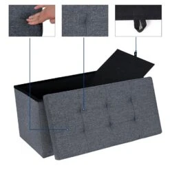 ACAZA Poef - Opvouwbaar - Zonder Poten - Stof - 76 Cm - Donkergrijs 8 ACAZA Poef - Opvouwbaar - Zonder Poten - Stof - 76 Cm - Donkergrijs -LeenBakker Winkel 1000068049 0102