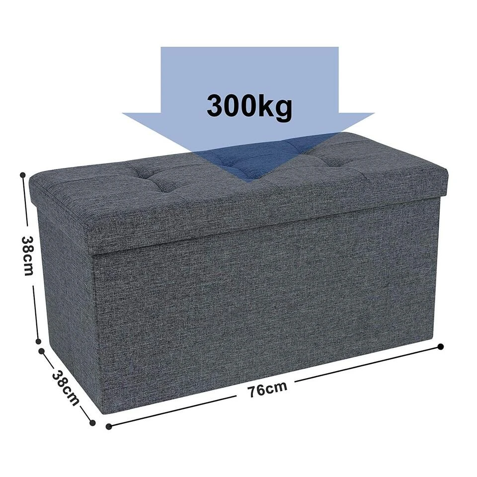 ACAZA Poef - Opvouwbaar - Zonder Poten - Stof - 76 Cm - Donkergrijs 6 ACAZA Poef - Opvouwbaar - Zonder Poten - Stof - 76 Cm - Donkergrijs - Afbeelding 4