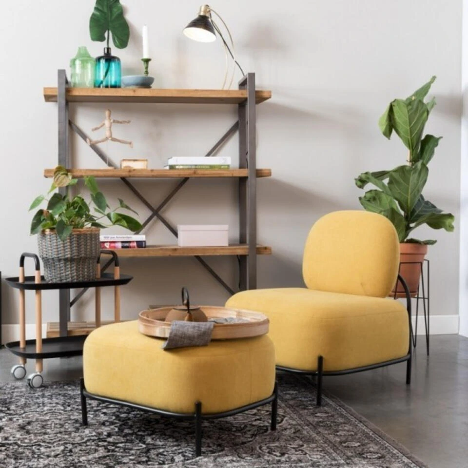 Giga Meubel Fauteuil Stof Geel - 71x66x77cm - Stoel Polly 4 Giga Meubel Fauteuil Stof Geel - 71x66x77cm - Stoel Polly - Afbeelding 2