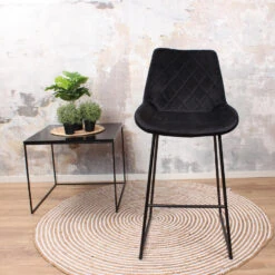 DS4U® Semi Barkruk Velvet - Stof - Zwart -LeenBakker Winkel 1000070327 0102