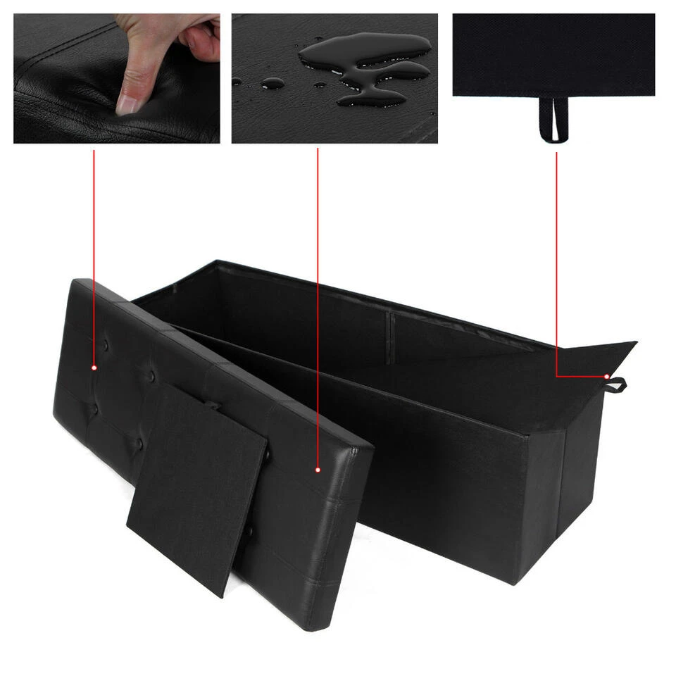 ACAZA Poef - Opvouwbaar - Zonder Poten - 2 Compartimenten - 110 Cm - Zwart 5 ACAZA Poef - Opvouwbaar - Zonder Poten - 2 Compartimenten - 110 Cm - Zwart - Afbeelding 3