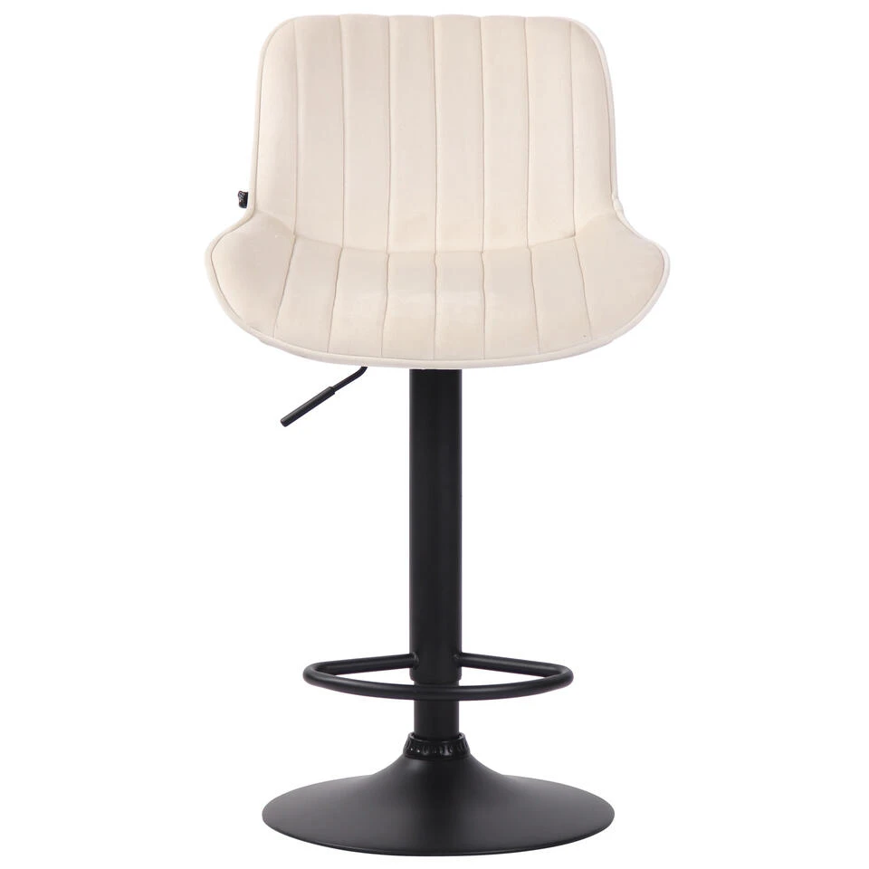 CLP Barkruk Lentini Zwart Frame Fluweel Crème 4 CLP Barkruk Lentini Zwart Frame Fluweel Crème - Afbeelding 2